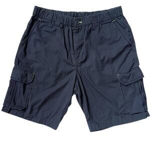 Tommy Bahama Cargo Shorts Mens L Dark Blue Coastal Cotton Elastic Waist Pull On